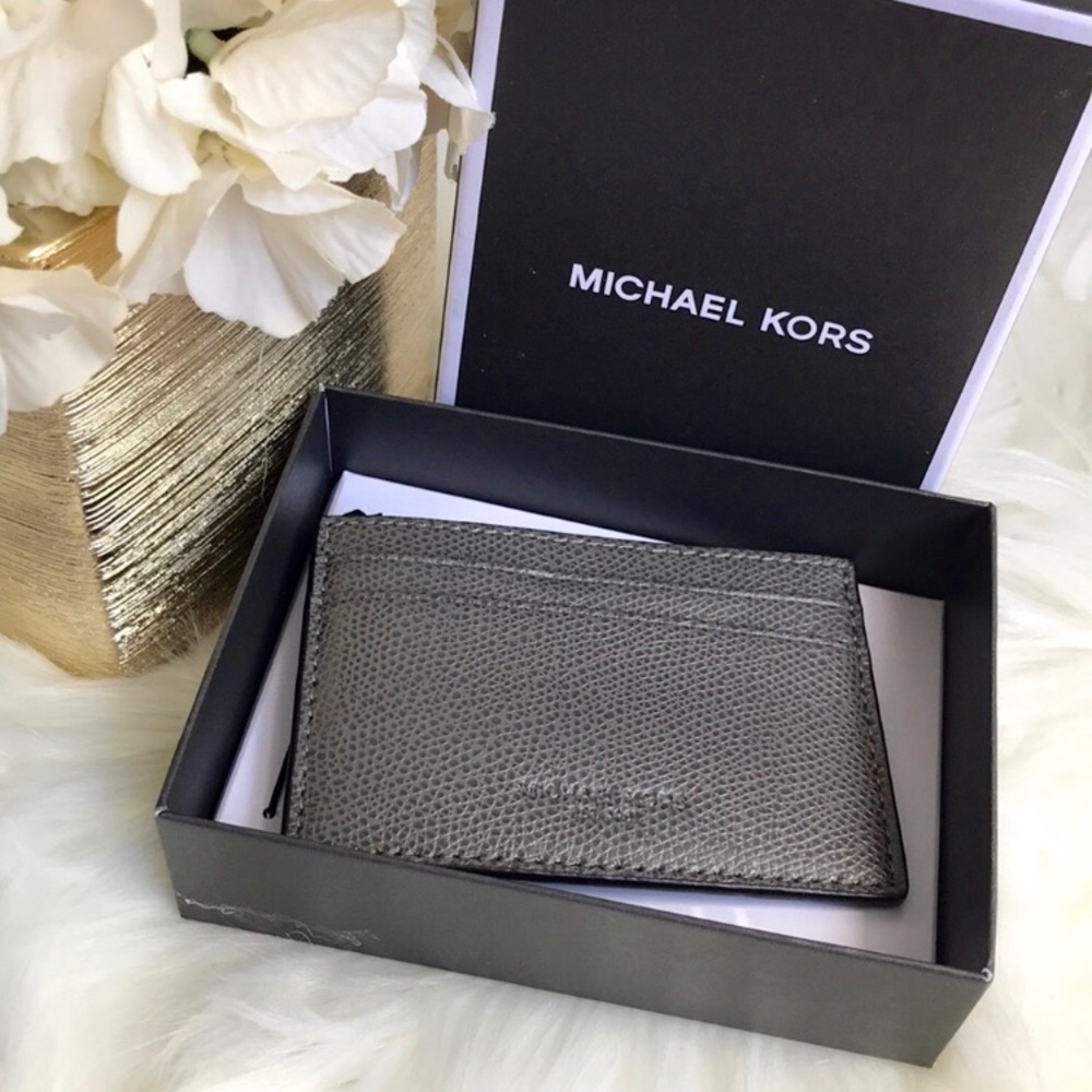 NWT Michael Kors Gray leather money clip